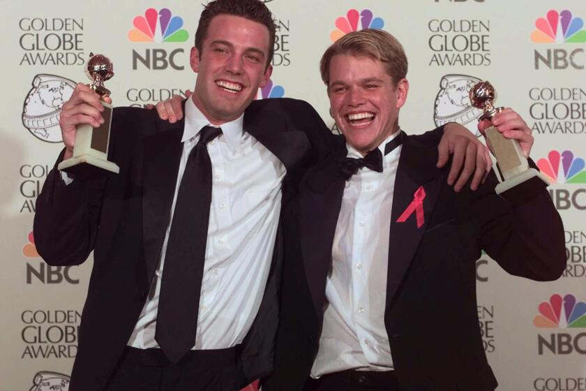 Ben Affleck, left, and Matt Damon at the Golden Globe Awards in 1998.