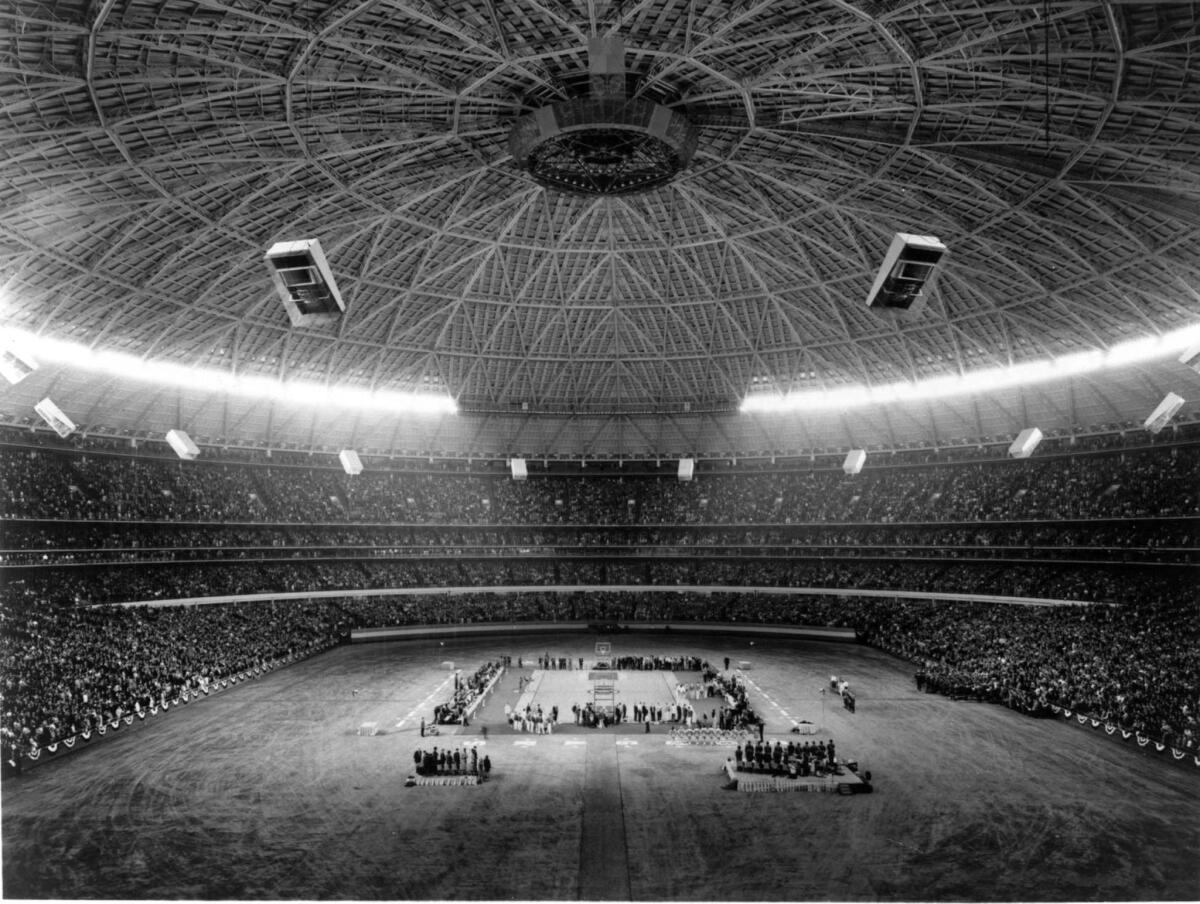 General view of the Astrodome before the game between UCLA and Houston on Jan. 20, 1968. A crowd of 52,693 was announced.