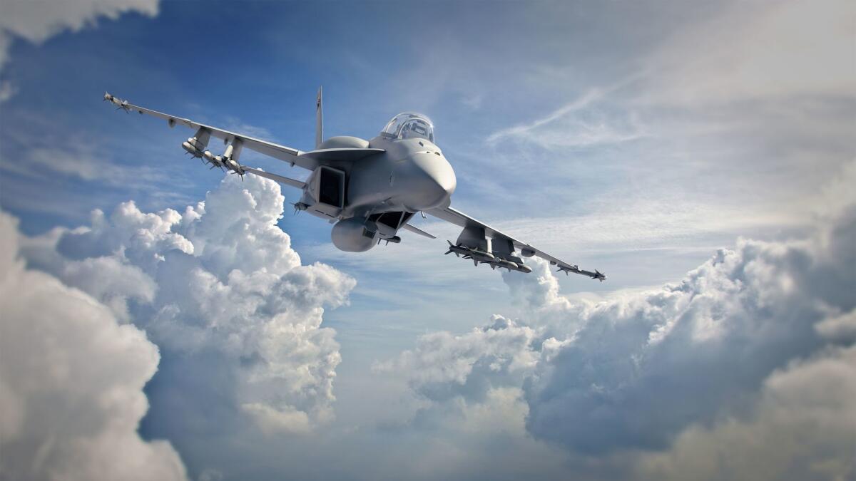 Artist rendering of Boeing's Block 3 Super Hornet, with "conformal" fuel tanks above the wings.