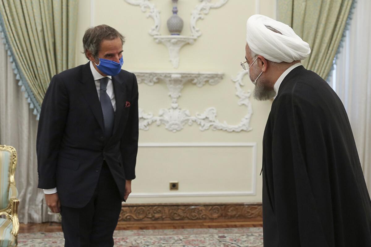 Iranian President Hassan Rouhani meets with Rafael Mariano Grossi of the International Atomic Energy Agency.