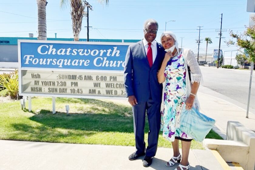 Mayoral candidate Mel Wilson and his wife Bessie worship at Chatsworth Foursquare Church.
