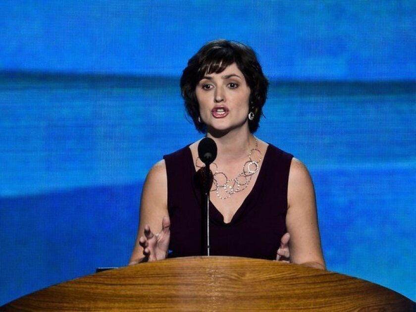 Women's rights advocate Sandra Fluke speaks at the Democratic National Convention in Charlotte, N.C.