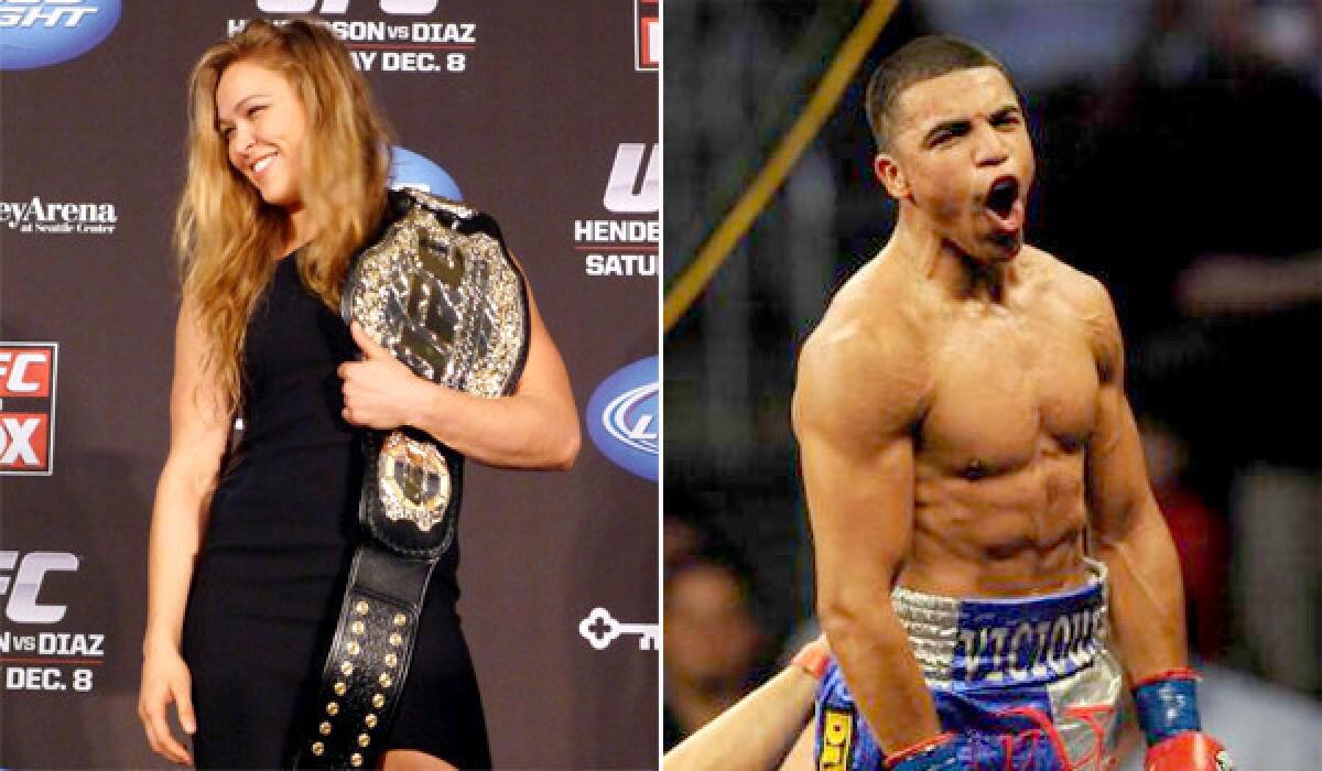 UFC's Ronda Rousey and former welterweight boxing champion Victor Ortiz will appear in the third "The Expendables" film, Sylvester Stallone announced Wednesday.