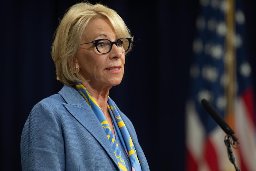 US Secretary of Education Betsy DeVos speaks during the Summit on Combating Anti-Semitism at the Department of Justice in Washington, DC, July 15, 2019. (Photo by SAUL LOEB / AFP) (Photo credit should read SAUL LOEB/AFP/Getty Images)