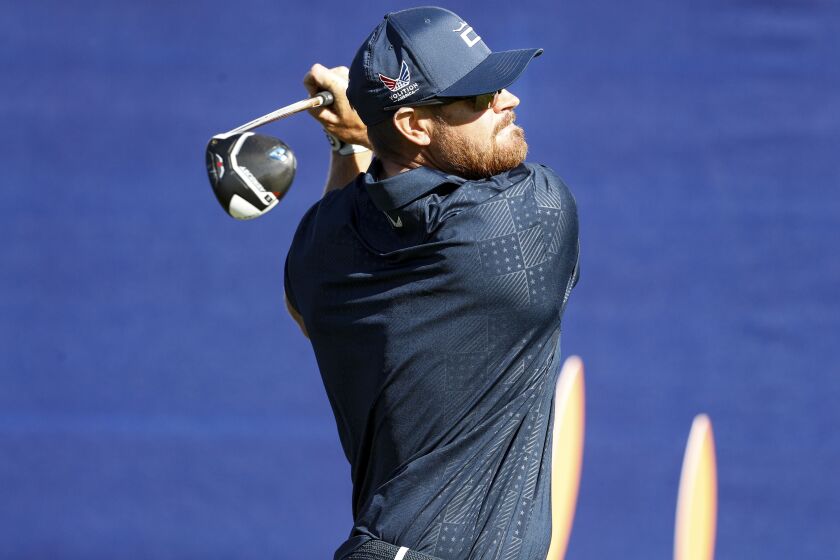 La Jolla, CA - January 25: Kyle Westmoreland tees off on the seventh hole during the first round of the 2023 Farmers Insurance Open at Torrey Pines Golf Course on Wednesday, Jan. 25, 2023 in La Jolla, CA. (Meg McLaughlin / The San Diego Union-Tribune)