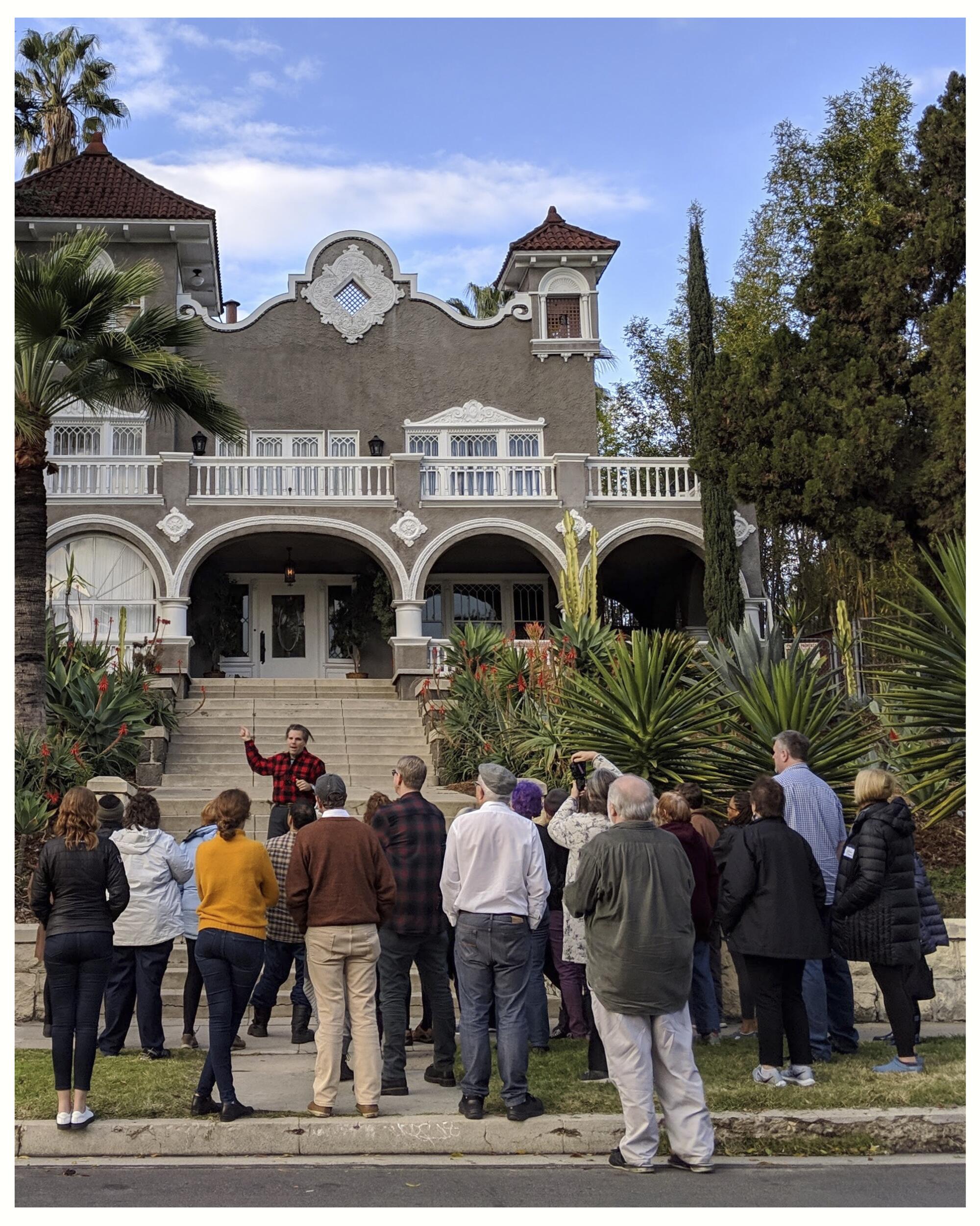 People gather for an Esotouric Walking Tour