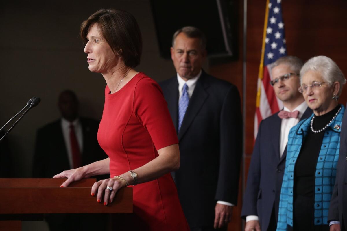 Rep. Mimi Walters speaks at a 2014 Capitol Hill news conference.