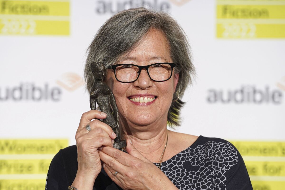 American-Canadian writer, Ruth Ozeki, wins the prestigious Women’s Prize for Fiction for “The Book of Form and Emptiness.”, in London, Wednesday June 15, 2022. Ozeki was awarded the 30,000 pound ($36,000) prize for her playful, philosophical novel about a bereaved boy’s relationship with books and the objects in his house — all of which speak to him. (Ian West/PA via AP)