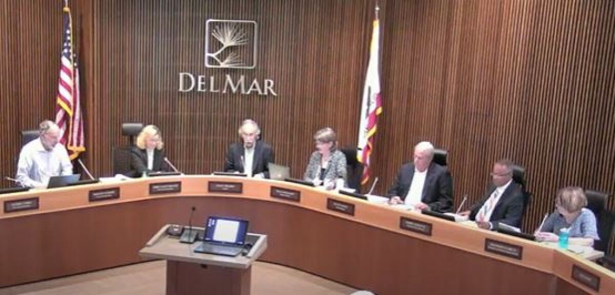 A Del Mar City Council meeting on Sept. 9, 2019.