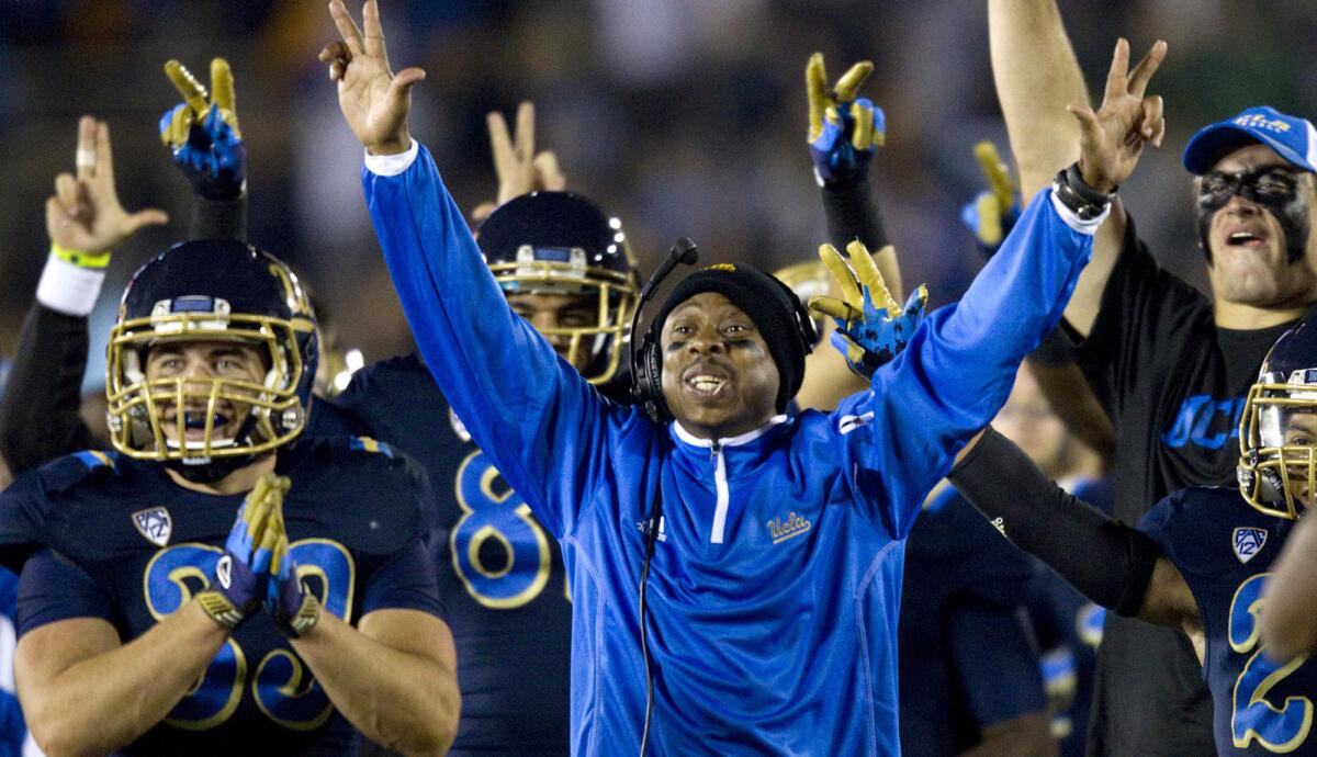 UCLA receivers coach Eric Yarber hopes there will be plenty more celebrations this season.