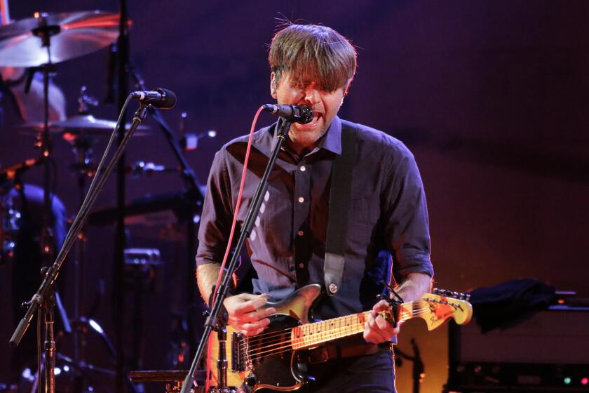 HOLLYWOOD, CA JUL. 12, 2015. Benjamin Gibbard of Death Cab for Cutie performing at the Hollywood Bowl in Hollywood on Jul. 12, 2015. Death Cab for Cutie, the band's new album "Kintsugi" deals with the departure of a founding member and singer Ben Gibard's divorce from Zooey Deschanel.(Lawrence K. Ho / Los Angeles Times)