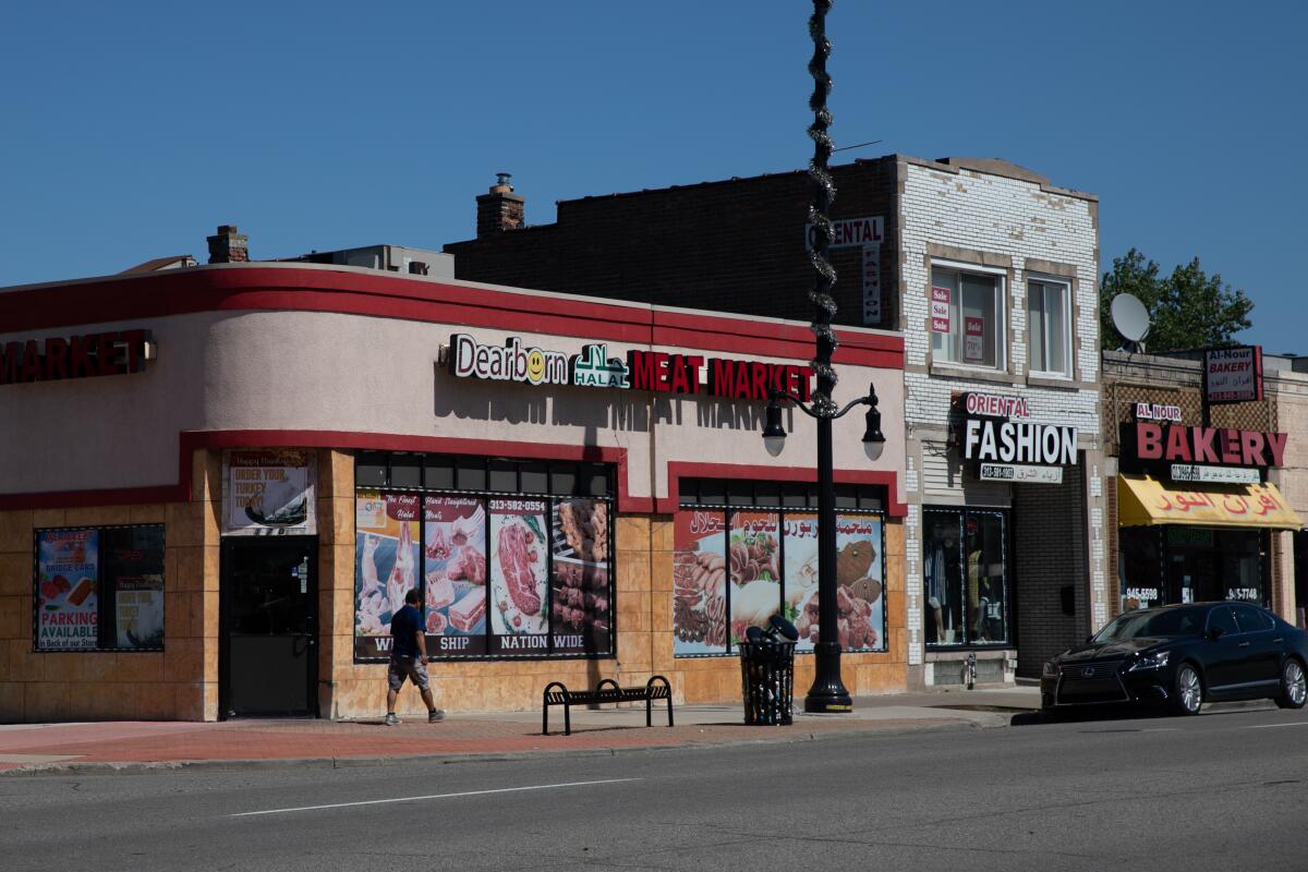 Storefronts along Warren Avenue in Dearborn. 