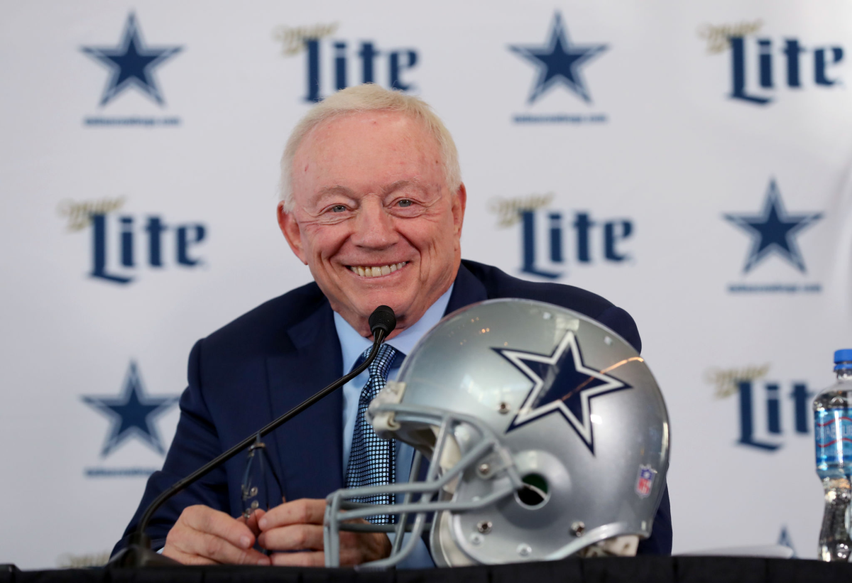 Dallas Cowboys owner Jerry Jones speaks during a news conference.