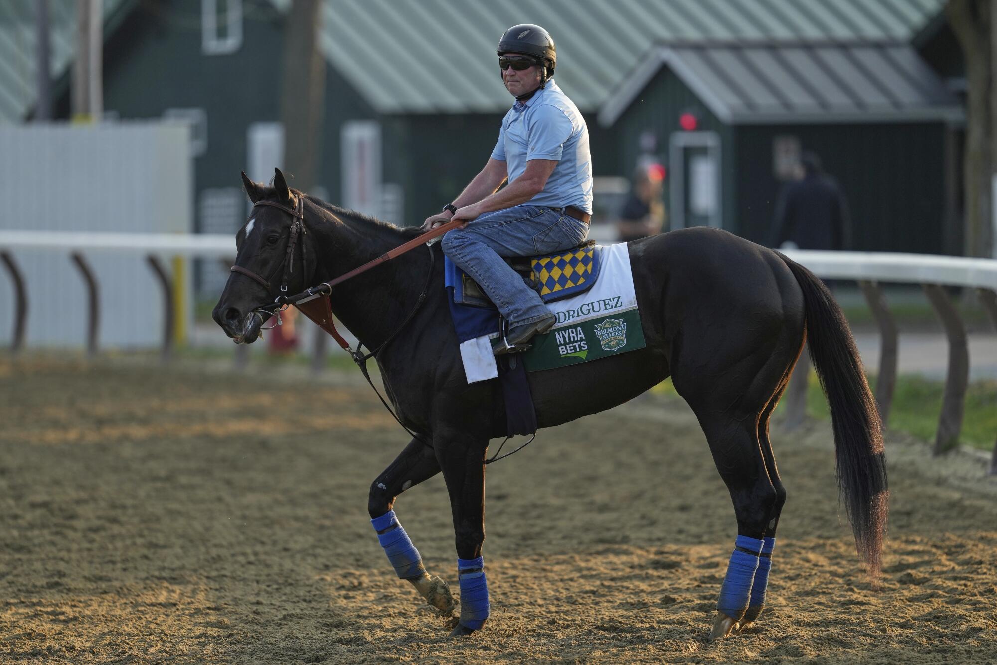 Rodriguez trains at Saratoga Race Course on Thursday.