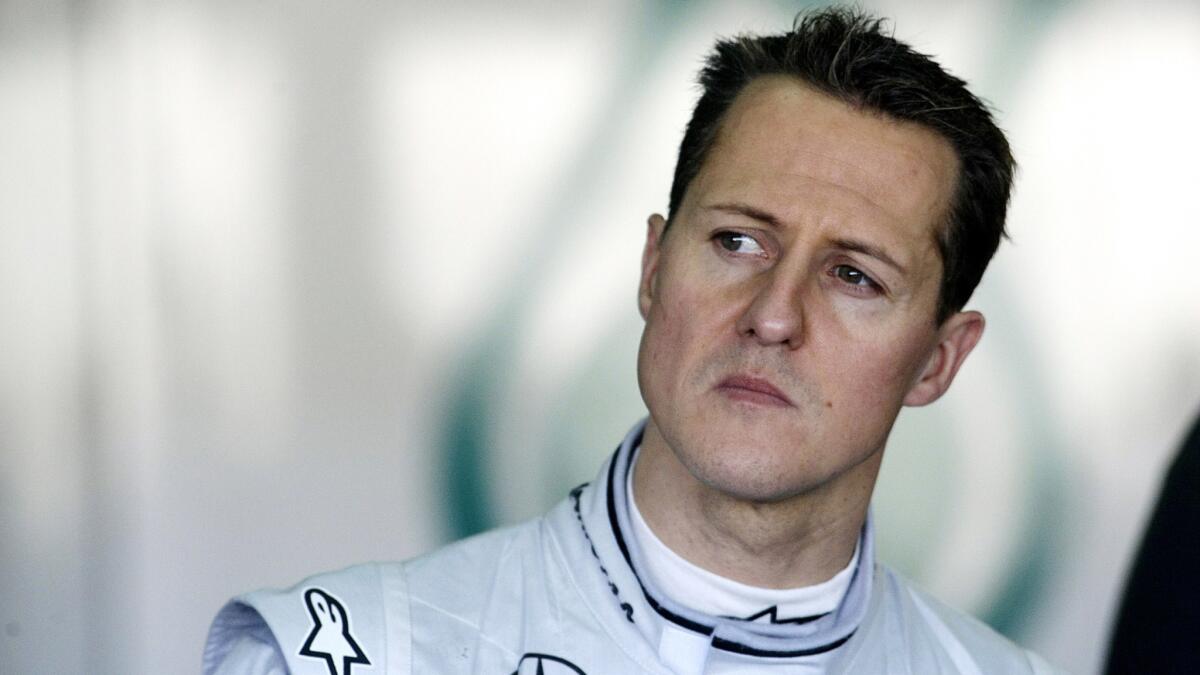 Michael Schumacher looks on during a practice session with Mercedes in Spain in February 2010.