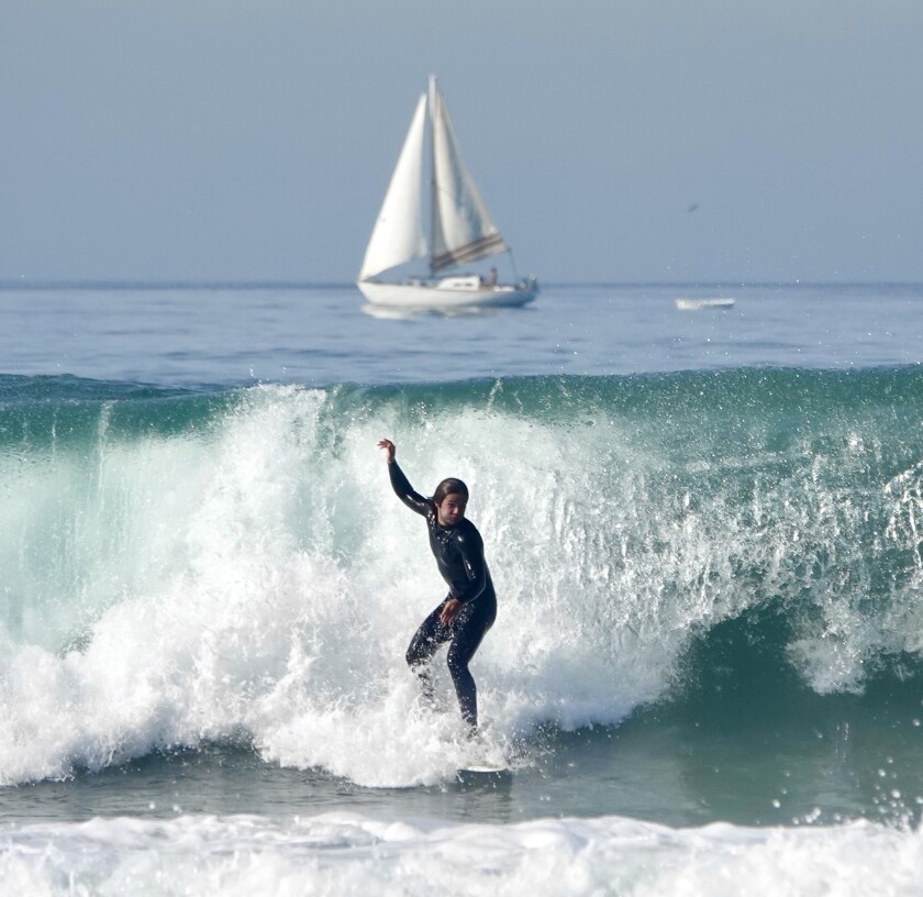 A south swell will produce 7 foot waves at some San Diego County beaches on Tuesday