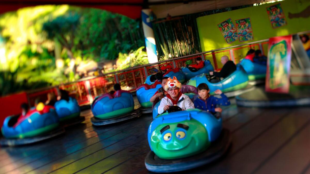 A ride for all ages, Tuck and Roll's Drive 'em Buggies at A Bug's Land at Disney California Adventure Park in Anaheim.