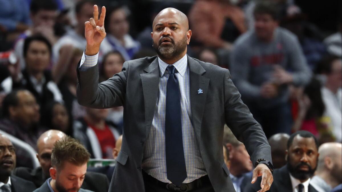 J.B. Bickerstaff calls for a play while coaching the Memphis Grizzlies on April 9 in Detroit.