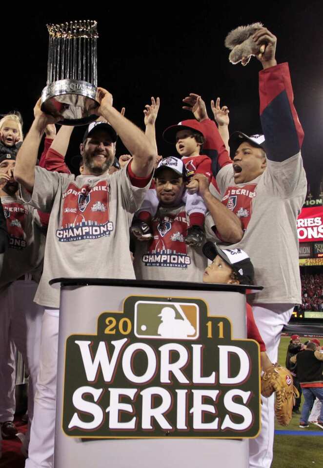 Cardinals win the 2011 World Series  11 in '11! Allen Craig catches the  last out and the St. Louis Cardinals are World Series champs. 🏆 This  Cardinals Replay is airing now