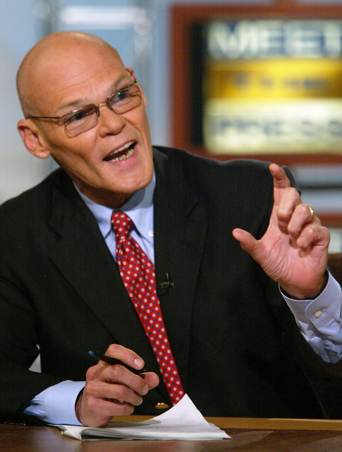 Democratic strategist James Carville during a taping of NBC's "Meet the Press" in Washington.