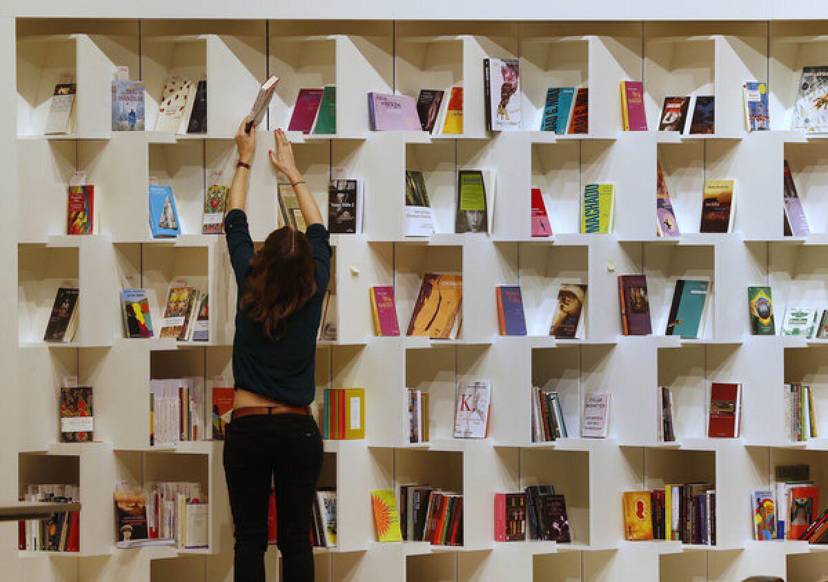 Books for adults on display at the Frankfurt International Book Fair. Germany and the U.S. were both ranked below average in a recent adult literacy survey.