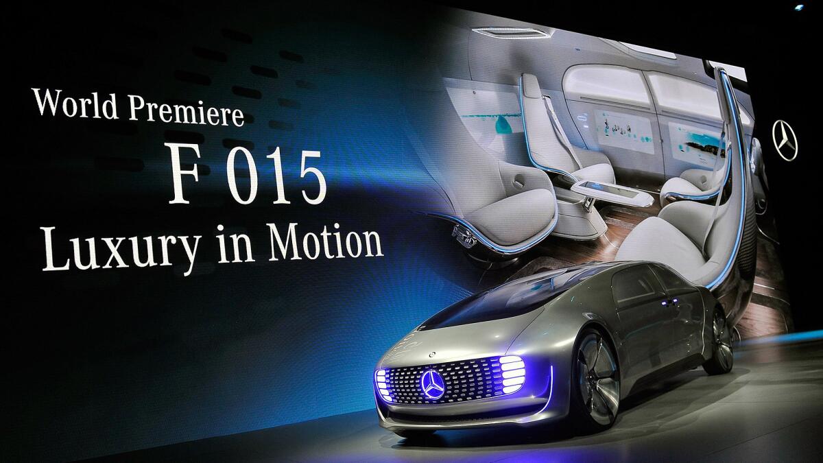 The Mercedes-Benz F 015 autonomous driving automobile made its debut at the 2015 Consumer Electronics Show.