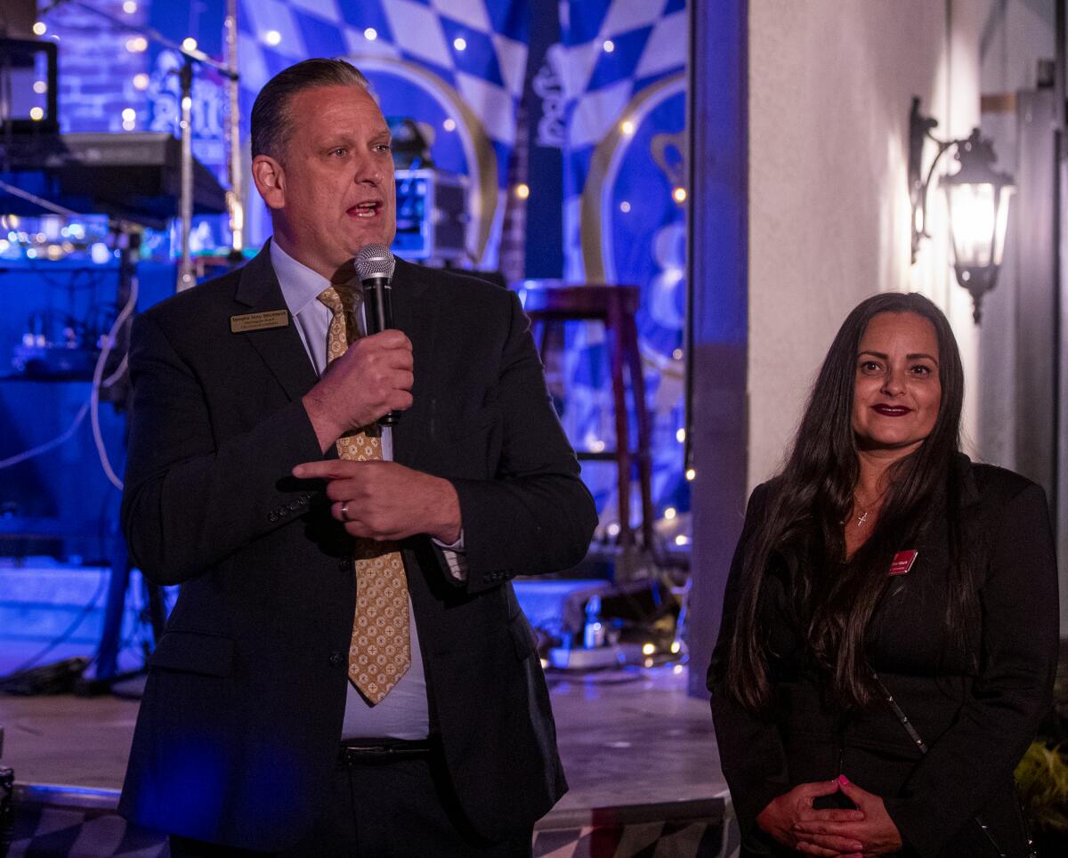 Huntington Beach Mayor Tony Strickland and Councilmember Gracey Van Der Mark