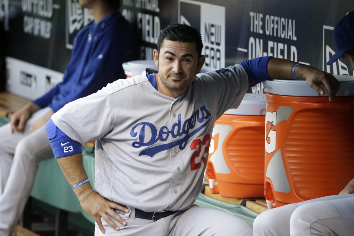 Dodgers first baseman Adrian Gonzalez, who has a .513 OPS this month, had Sunday off and will sit out Monday in series finale at Pittsburgh.