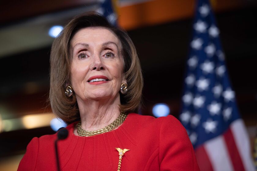 Speaker of the House Nancy Pelosi holds a press conference on Capitol Hill in Washington, DC, December 19, 2019. (Photo by SAUL LOEB / AFP) (Photo by SAUL LOEB/AFP via Getty Images) ** OUTS - ELSENT, FPG, CM - OUTS * NM, PH, VA if sourced by CT, LA or MoD **