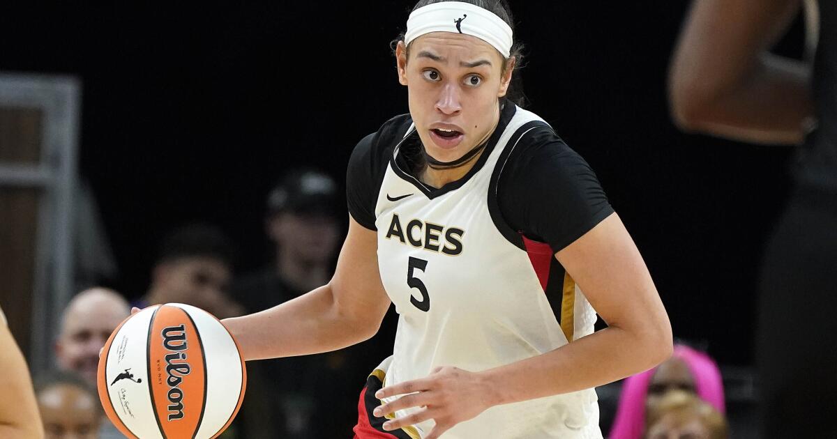 Los Angeles Sparks forward Dearica Hamby (5) grabs a rebound