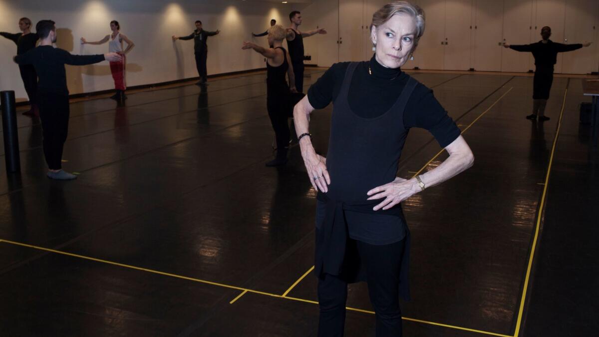 The Lucinda Childs Dance Company rehearses Childs' new work, "Into View," in Brooklyn. Childs is pictured in the foreground.