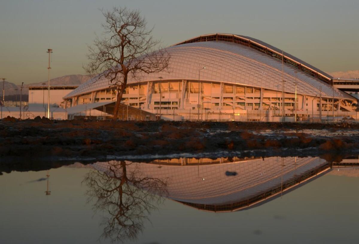 The "Fisht" Olympic Stadium awaits the start of the 2014 Winter Games in Sochi, Russia.