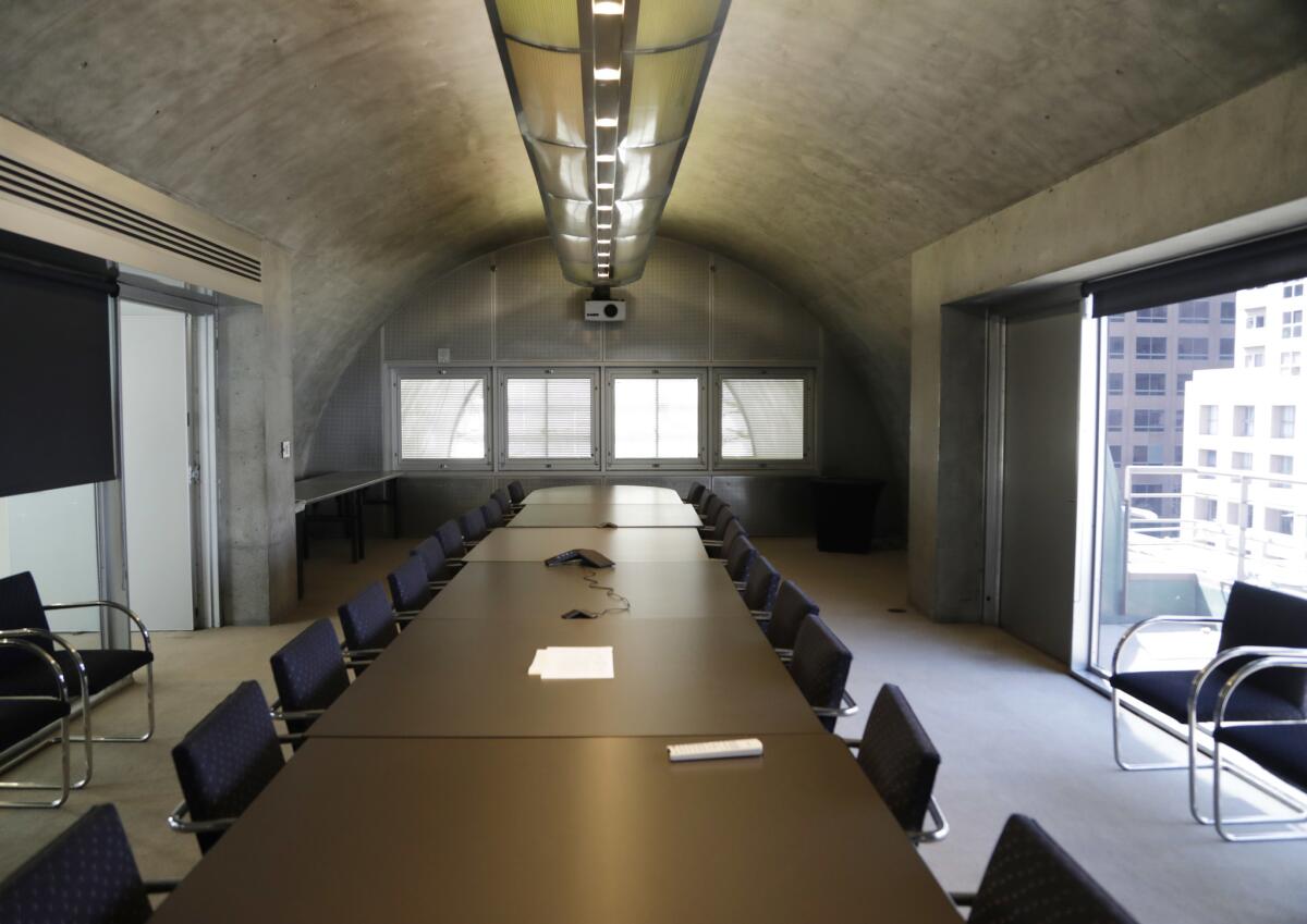 The barrel vaulted trustees board room at MOCA Grand.