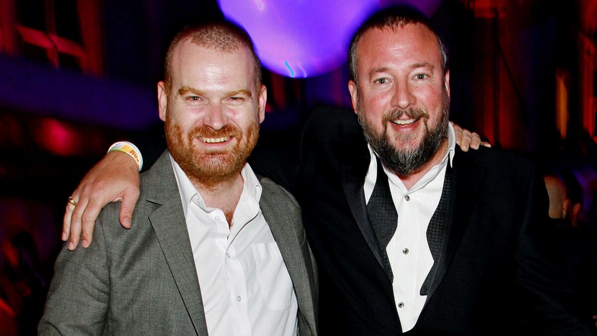 Andrew Creighton, left, president of Vice Media Group, and Shane Smith, founder of Vice, during the Vice.com Launch Party at Skylight One Hanson on Sept. 15, 2011, in Brooklyn, N.Y.