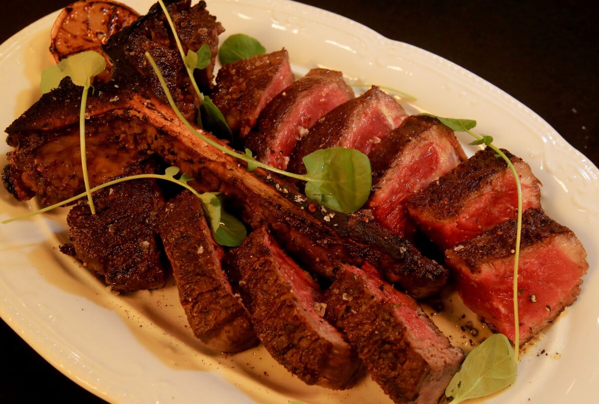 The Porterhouse steak for two at Pistola is juicy and expertly cooked.