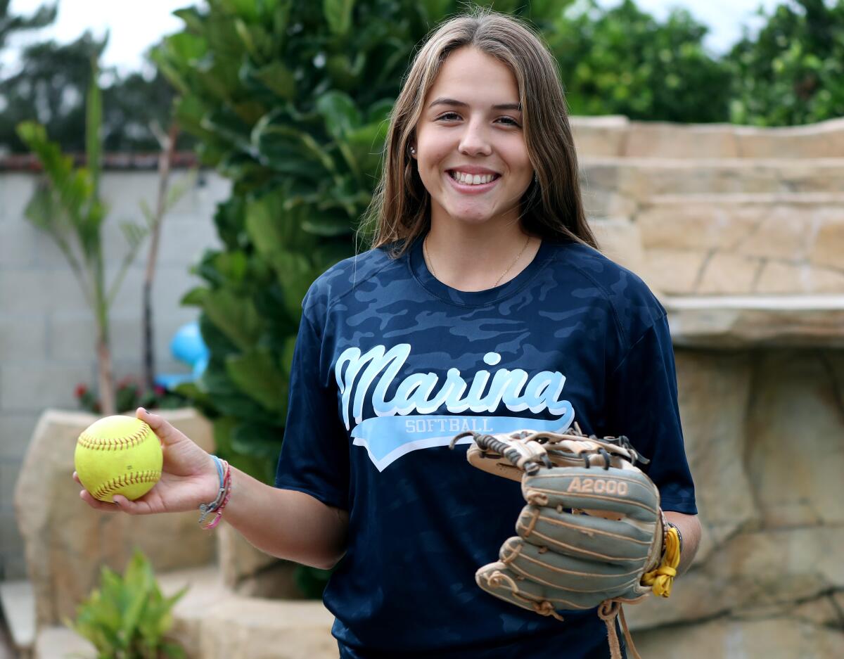 Marina High School softball player Briana Gonzalez has been on varsity since she was a freshman.