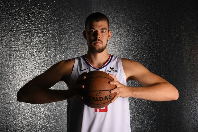 PLAYA VISTA, CALIFORNIA - SEPTEMBER 29: Ivica Zubac #40 of the LA Clippers poses for a photo during LA Clippers media day at Honey Training Center on September 29, 2019 in Playa Vista, California. (Photo by Harry How/Getty Images)