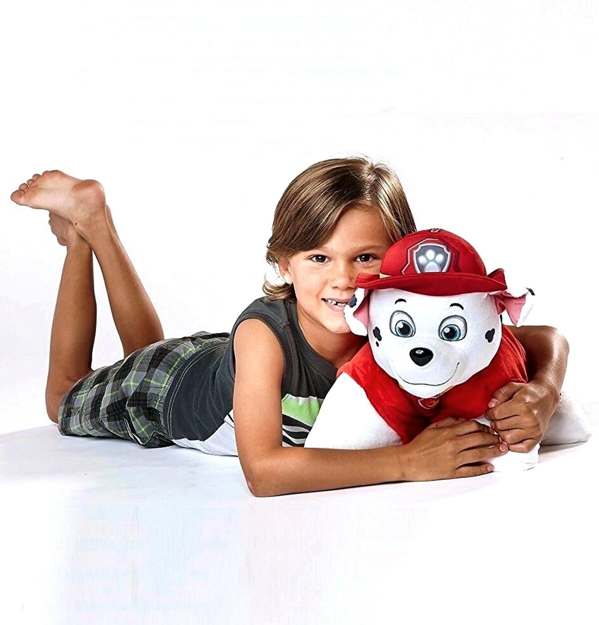 Paw Patrol Marshall dalmation fire fighter puppy is ready to serve as a cushioning companion. Pillow Pets run about $20 to $25; at www.mypillowpets.com.