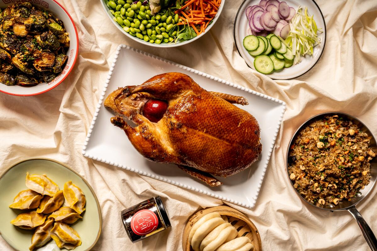 Tea-smoked duck and an array of Thanksgiving sides from Ms Chi Cafe