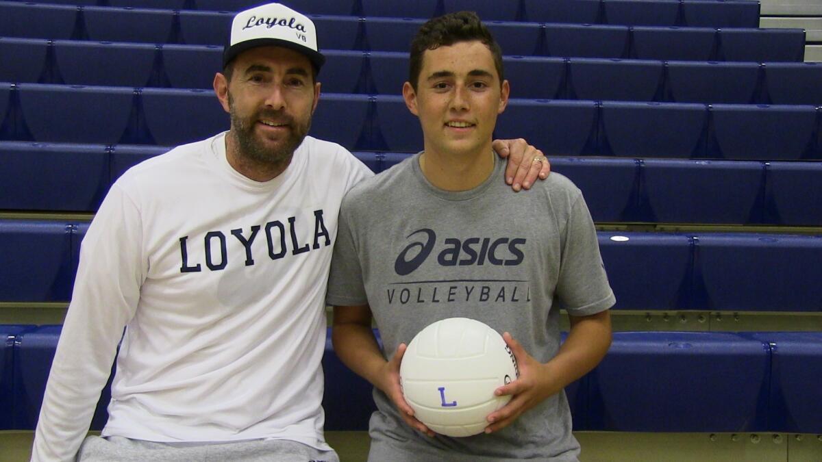 Michael Boehle, left, has coached all three of his sons -- including Davis, the youngest -- in volleyball at Loyola.