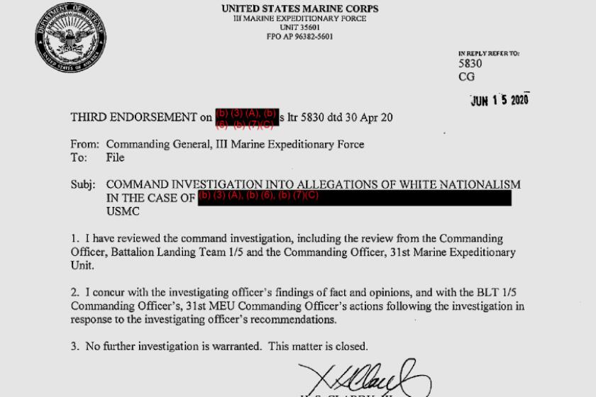 Marine posted extremist content, remained a Marine: records - Los ...