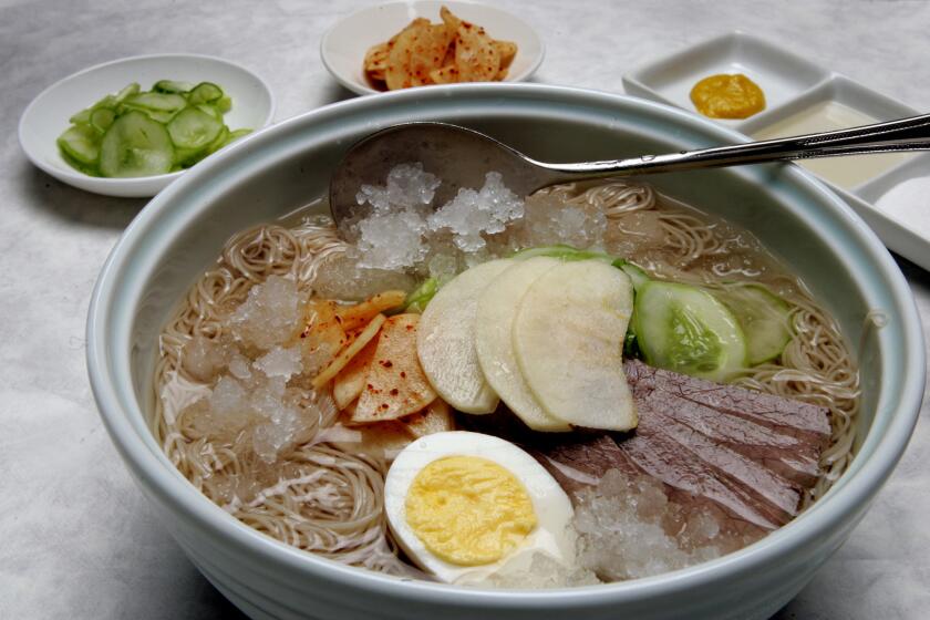Korean cold noodle soup (Mul naengmyon)