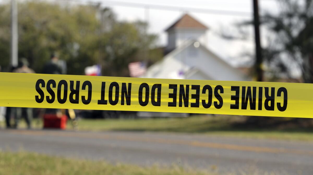 Law enforcement officials on Wednesday continue to investigate the scene of a mass shooting at the First Baptist Church of Sutherland Springs, Texas.