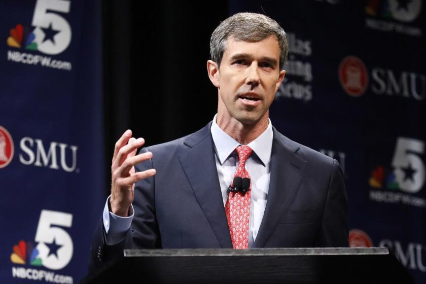 FILE - In this Sept. 21, 2018, file photo, Democratic U.S. Representative Beto O'Rourke takes part in in a debate for the Texas U.S. Senate with Republican U.S. Sen. Ted Cruz, in Dallas. Willie Nelson will hold a concert for Democratic Senate candidate Beto ORourke on Saturday, Sept. 29, 2018. ORourke is a three-term congressman from El Paso trying to upset Republican Sen. Ted Cruz in November. (Tom Fox/The Dallas Morning News via AP, Pool, File)