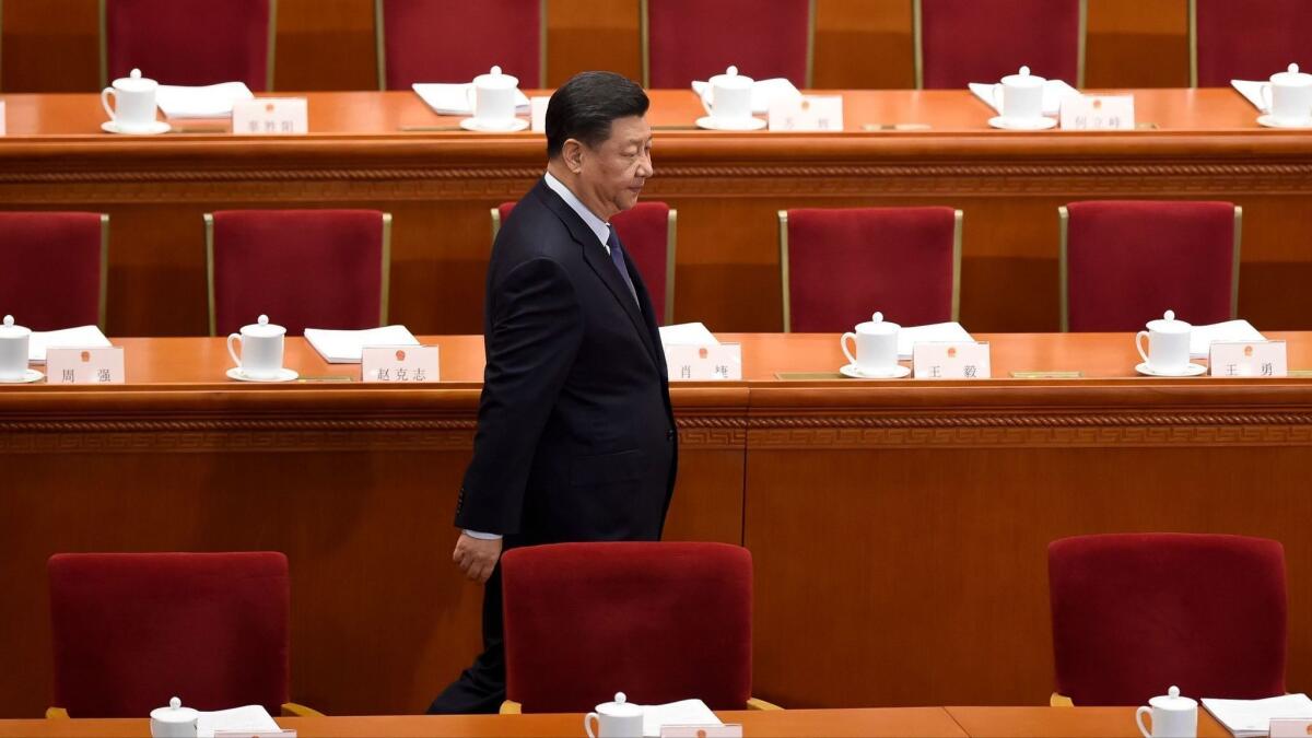 Chinese President Xi Jinping arrives for the opening session of the National People's Congress on March 5 in Beijing.