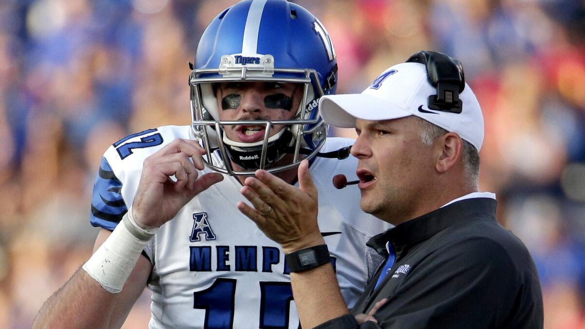 Memphis Coach Justin Fuente and quarterback Paxton Lynch have helped Memphis open the season 6-0.