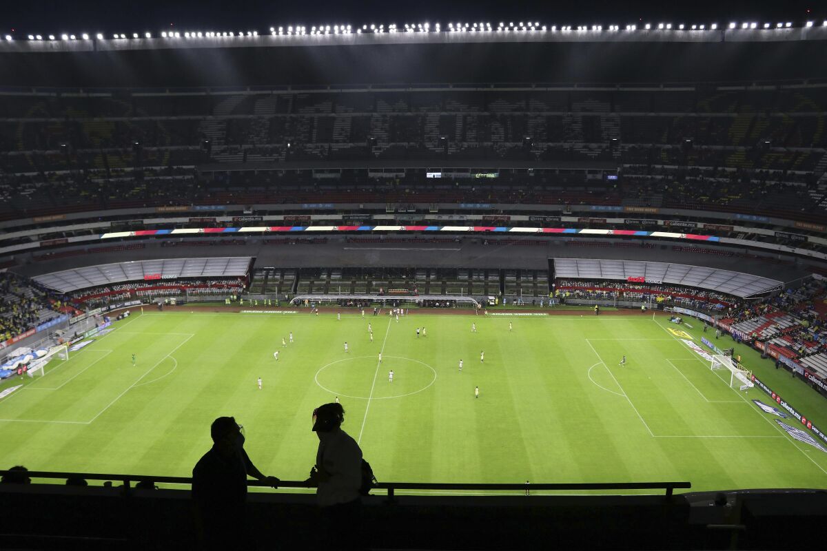 America and Necaxa play a Mexico soccer league match at Estadio Azteca in Mexico City.