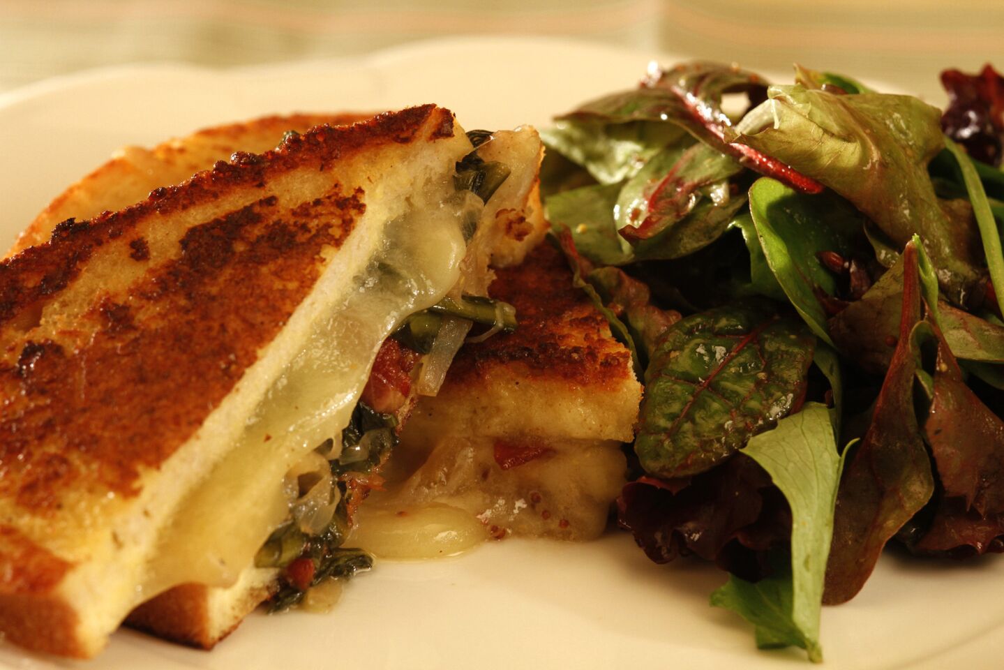 This savory take on the comfort food -- stuffed with bacon, Gruyere cheese and dandelion greens and pan-fried to ooey-gooey perfection -- works well served any time of the day. Recipe: Savory stuffed French toast