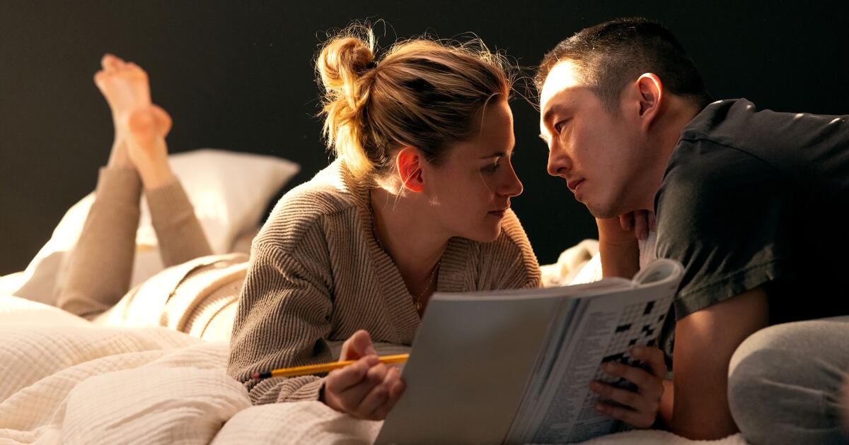 Review: In 'Love Me,' Kristen Stewart and Steven Yeun star in a sparkless romance that outlasts humankind