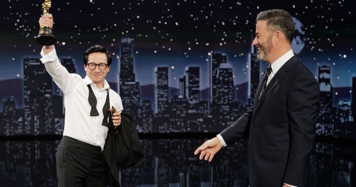 A euphoric Ke Huy Quan crashes ‘Jimmy Kimmel’ after Oscars: ‘Best day of my life’